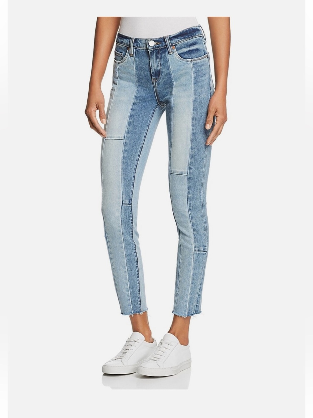 Blank NYC Two-Tone Blue Paneled Skinny Jeans